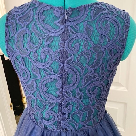 Homecoming Prom Party Beaded Lace Rhinestone Tulle Skater Dress - Picture 11 of 14